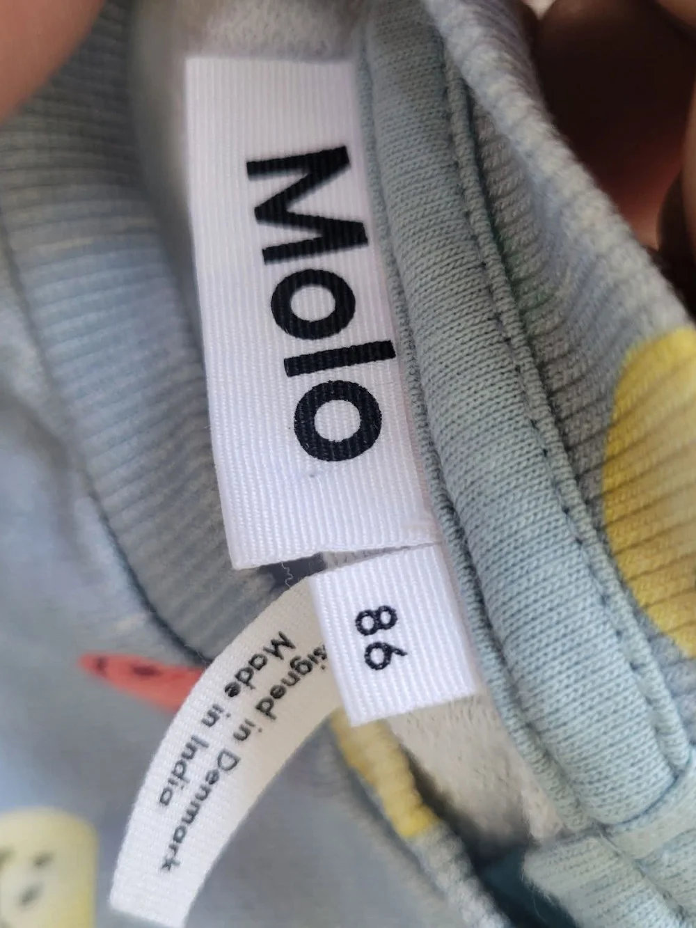 MOLO SZ 86 / 1.5Y VGUC BABY BLUE COLORFUL 'HAPPY FACES Sweatshirt & Sweatpants